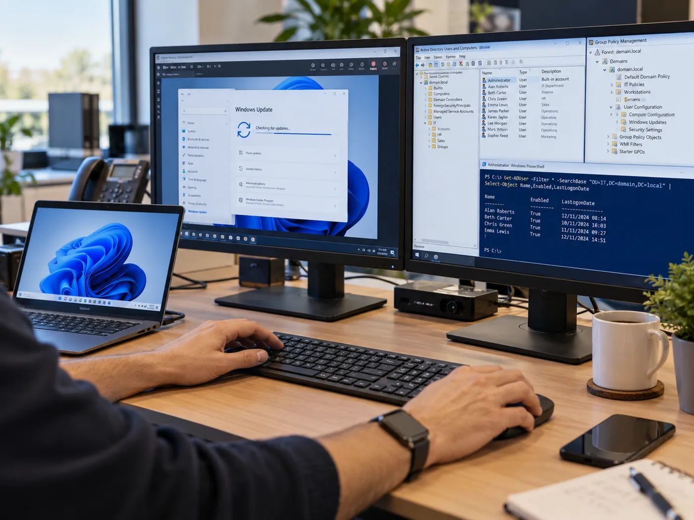 Illustratives Bild: Administration eines Windows-Arbeitsplatzes und einer Netzwerkumgebung